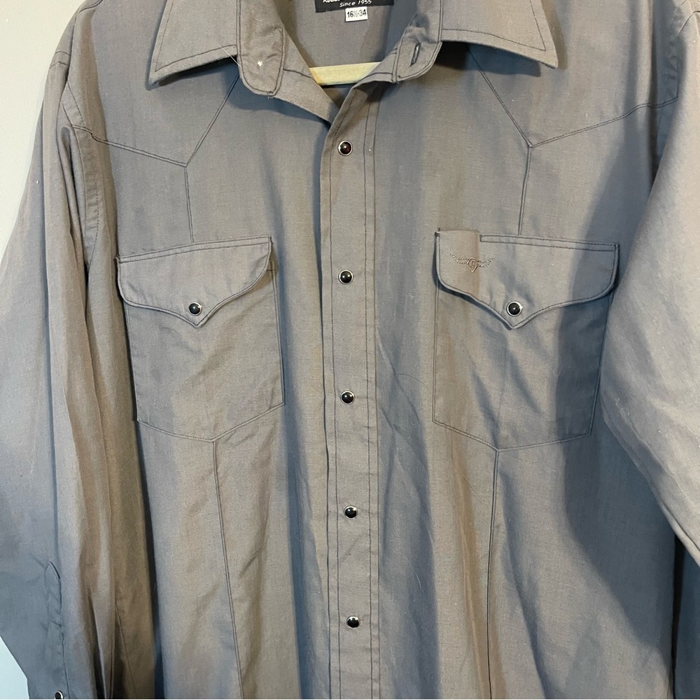 Flying R Ranchwear Gray Button-Up Shirt Classic Fit - Picture 3 of 8